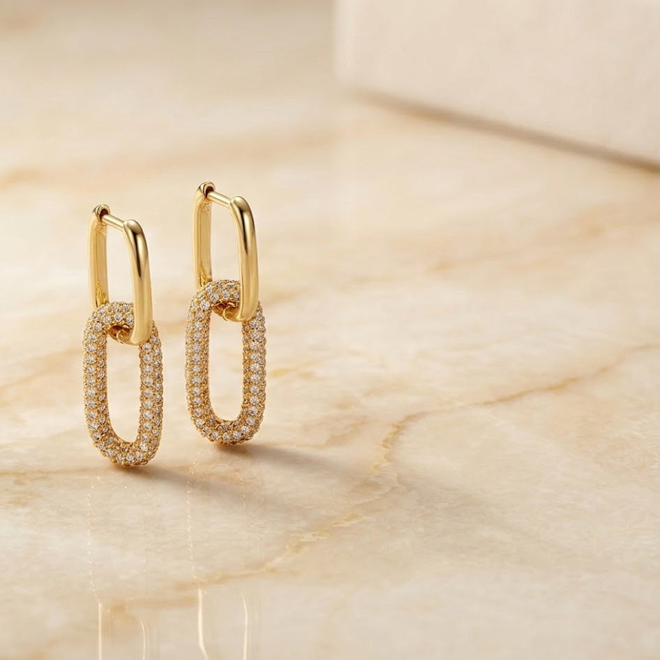 OW Geo Earrings – Earrings by Olluwa, 18k gold-plated stainless steel