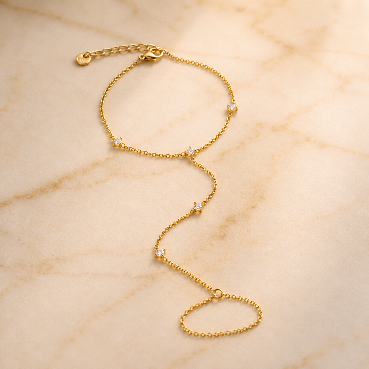 OW Mila Handchain – Bracelet by Olluwa, 18k gold-plated stainless steel