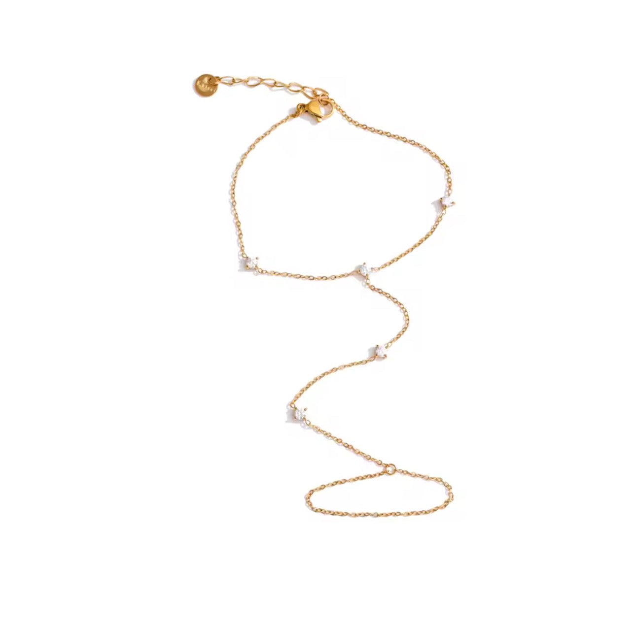OW Mila Handchain – Bracelet by Olluwa, 18k gold-plated stainless steel, styled on wrist