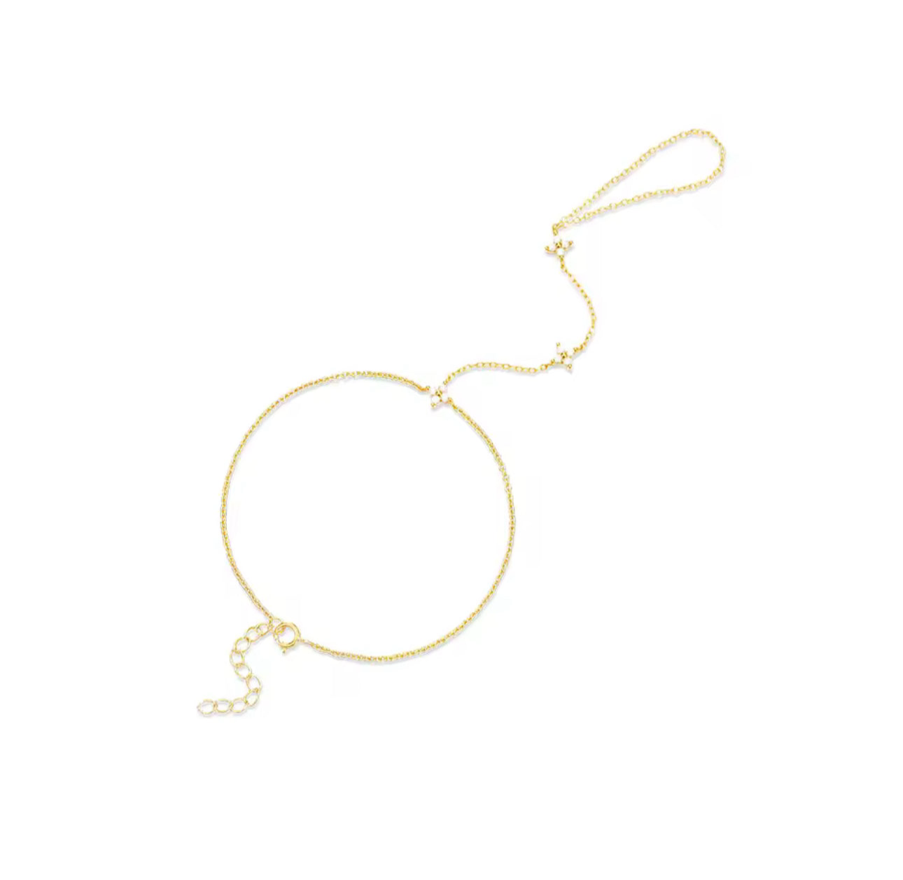 OW Camellia Handchain – Bracelet by Olluwa, 18k gold-plated stainless steel, styled on hand
