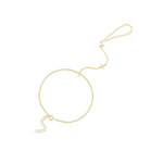 OW Camellia Handchain – Bracelet by Olluwa, 18k gold-plated stainless steel, styled on hand