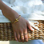 OW Emma Bracelet – Bracelet by Olluwa, 18k gold-plated stainless steel, styled on wrist