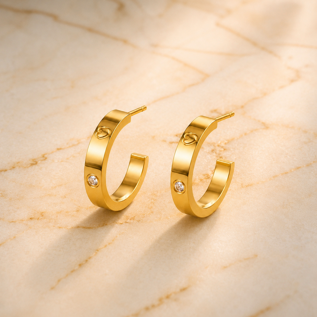 OW Small Love Earrings – Earrings by Olluwa, 18k gold-plated stainless steel