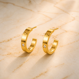 OW Small Love Earrings – Earrings by Olluwa, 18k gold-plated stainless steel