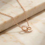 OW Golden Necklace – Necklace by Olluwa, 18k gold-plated stainless steel, styled on the neckline