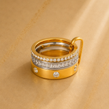 OW Sedition Ring – Ring by Olluwa, 18k gold-plated stainless steel, styled on hand