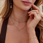 OW Crystal Clover Necklace – Necklace by Olluwa, 18k gold-plated stainless steel, product flat lay