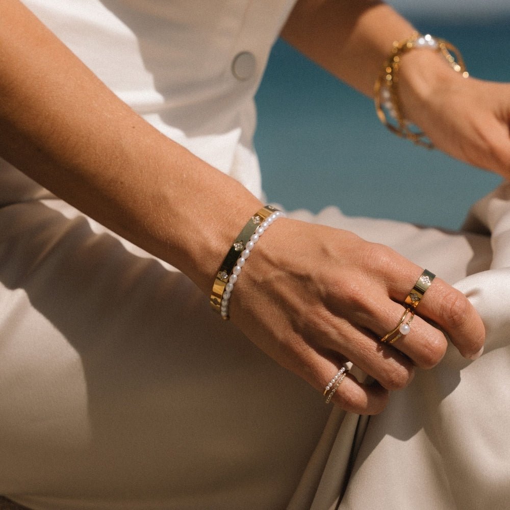 OW Olensya Bracelet – Bracelet by Olluwa, 18k gold-plated stainless steel, styled on wrist