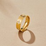 OW Olensya Ring – Ring by Olluwa, 18k gold-plated stainless steel, angled view