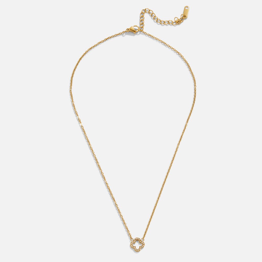 OW Crystal Clover Necklace – Necklace by Olluwa, 18k gold-plated stainless steel, pendant close-up