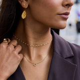 OW Crystal Clover Necklace – Necklace by Olluwa, 18k gold-plated stainless steel, styled on neck