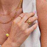 OW Trinity Ring – Ring by Olluwa, 18k gold-plated stainless steel, styled on hand